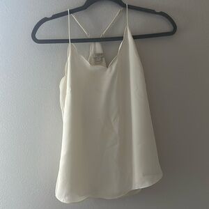 J. Crew ivory racer‎ back scalloped trim layered top blouse Sz 00